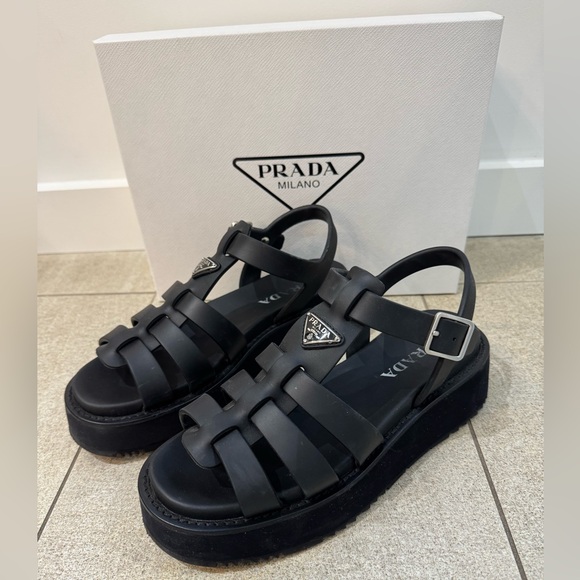 Prada Shoes - Prada Black Cage Sandals size 40